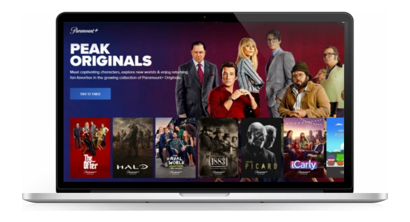 Paramount+ open on a Windows laptop, the first device to test a U.S. connection on